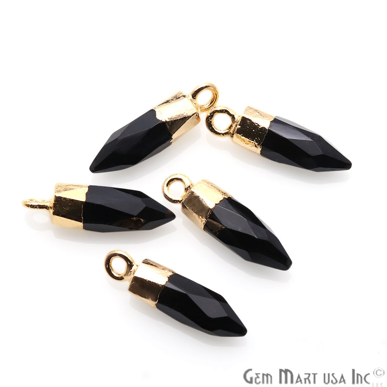 Bullet Shape Gemstone Connector, 17x5mm Bullet Spike Point, Gemstone Charm, Gold Electroplated Necklace Pendant, GemMartUSA (50102)